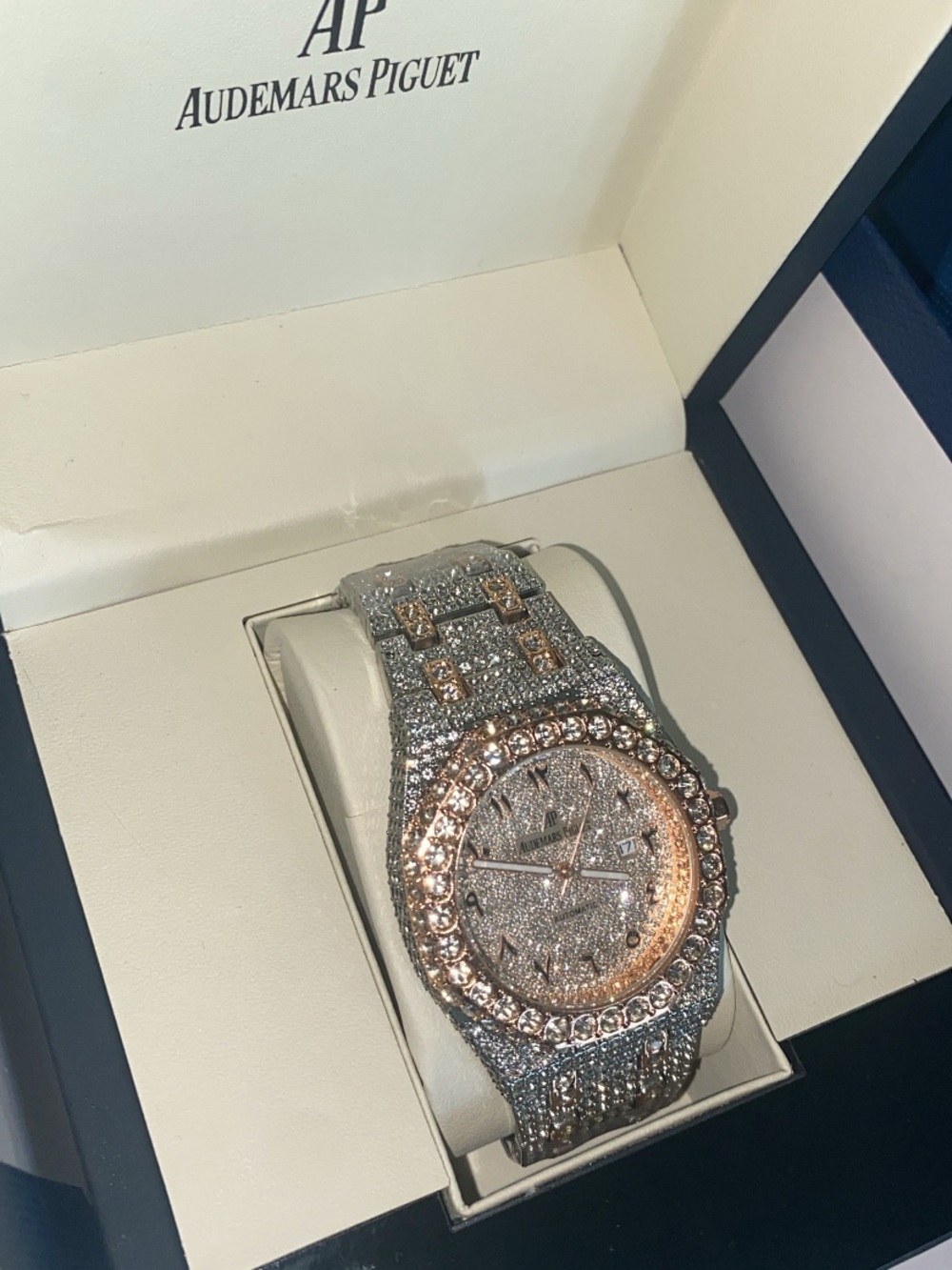 Audemars Piguet Two-Tone Diamond Pavé Watch in Silver and Rose Gold